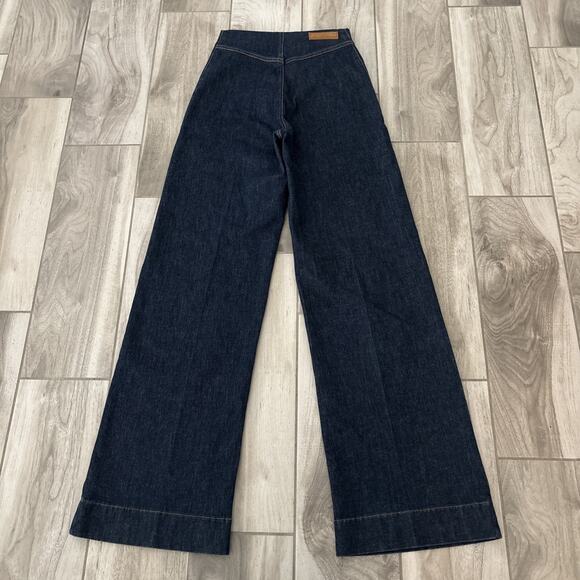 Scanlan Theodore Jeans Long Wide Leg Denim Women Size 4 High Waisted Blue Dark - Picture 14 of 15